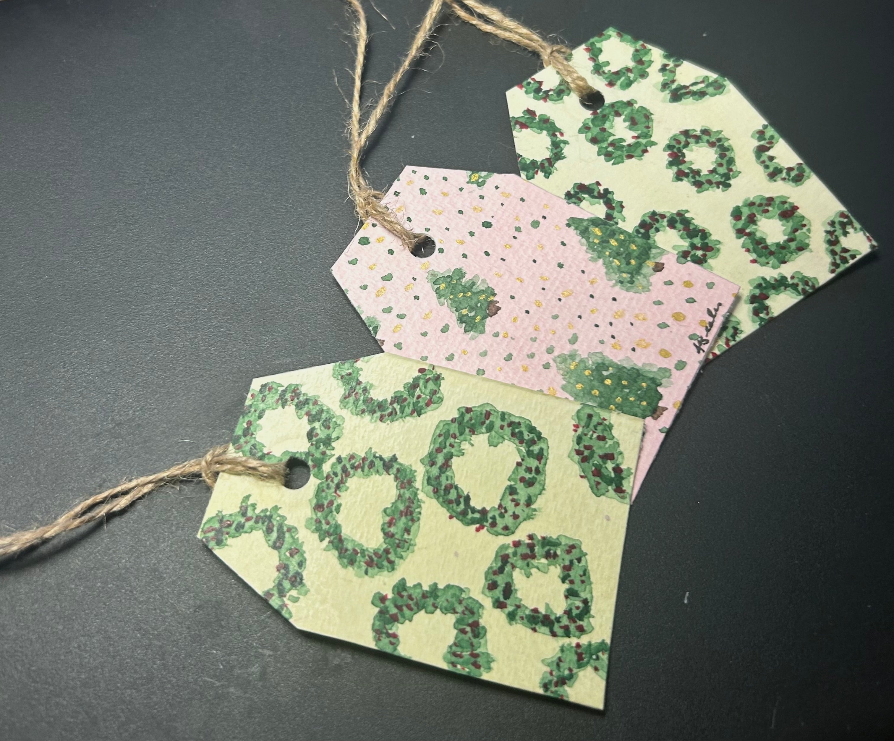 Hand-Painted Watercolor Christmas Gift Tags – Set of 3 Festive Holiday Tags