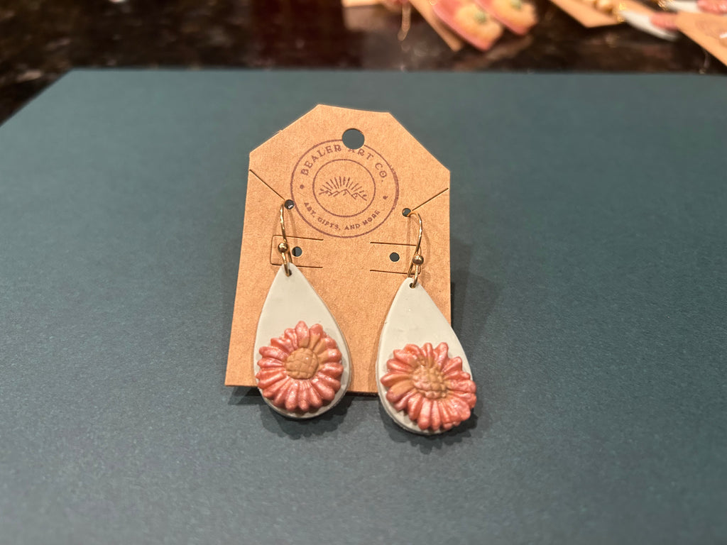 Handmade Floral Polymer Clay Teardrop Earrings