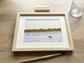 Original Watercolor Landscape Painting – Quiet Sunset with Ducks