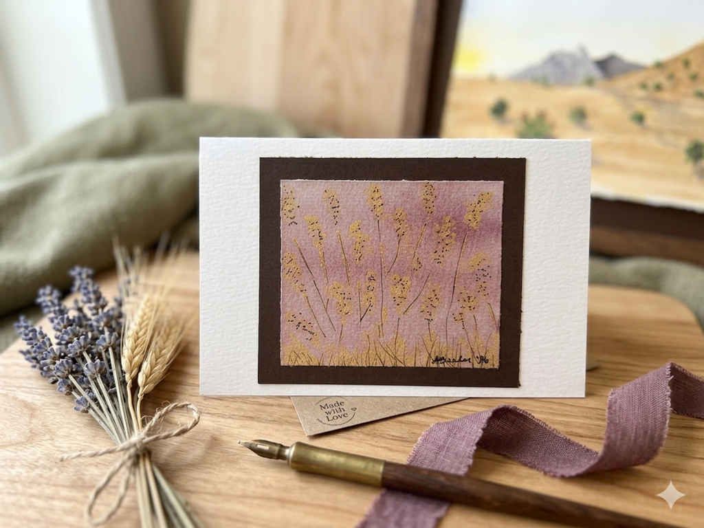 🌾 Original Mixed Media Meadow Greeting Card | Hand-Painted Art Note Card