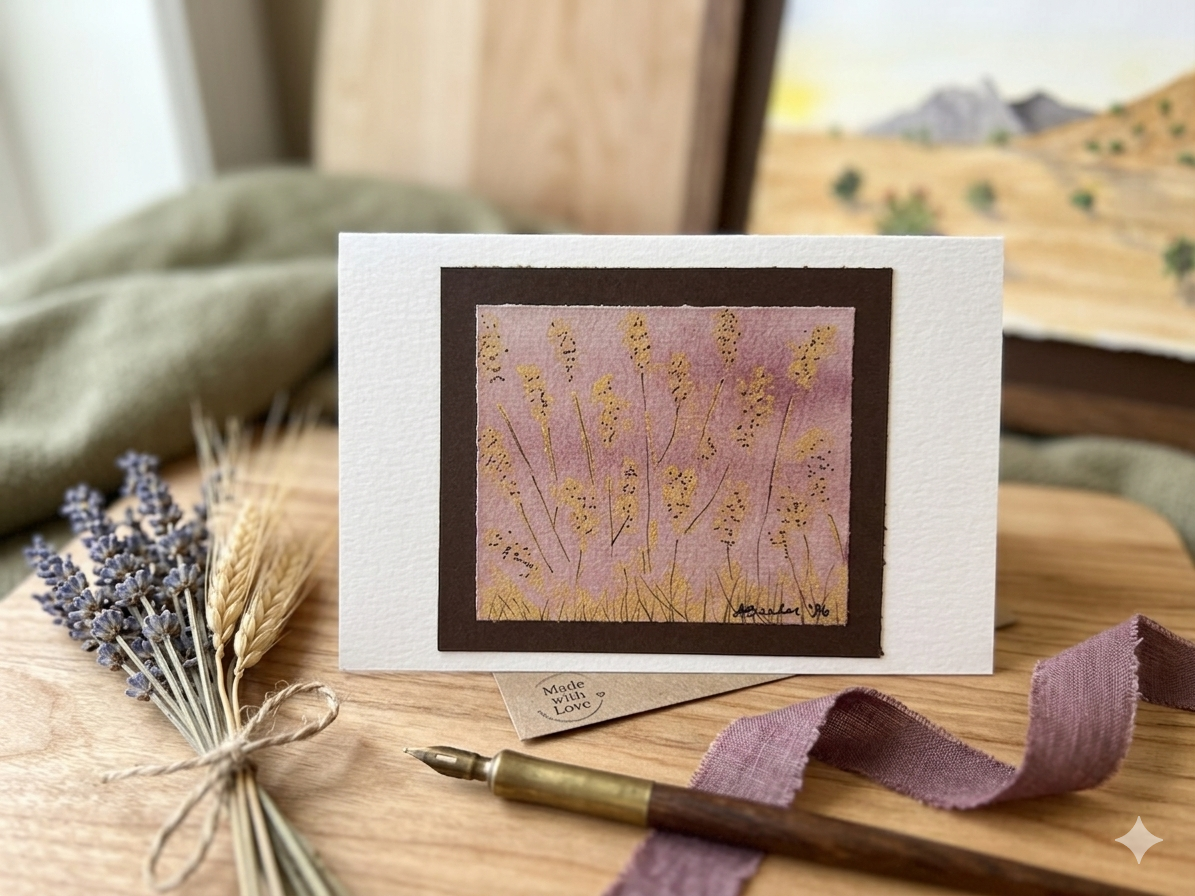 🌾 Original Mixed Media Meadow Greeting Card | Hand-Painted Art Note Card