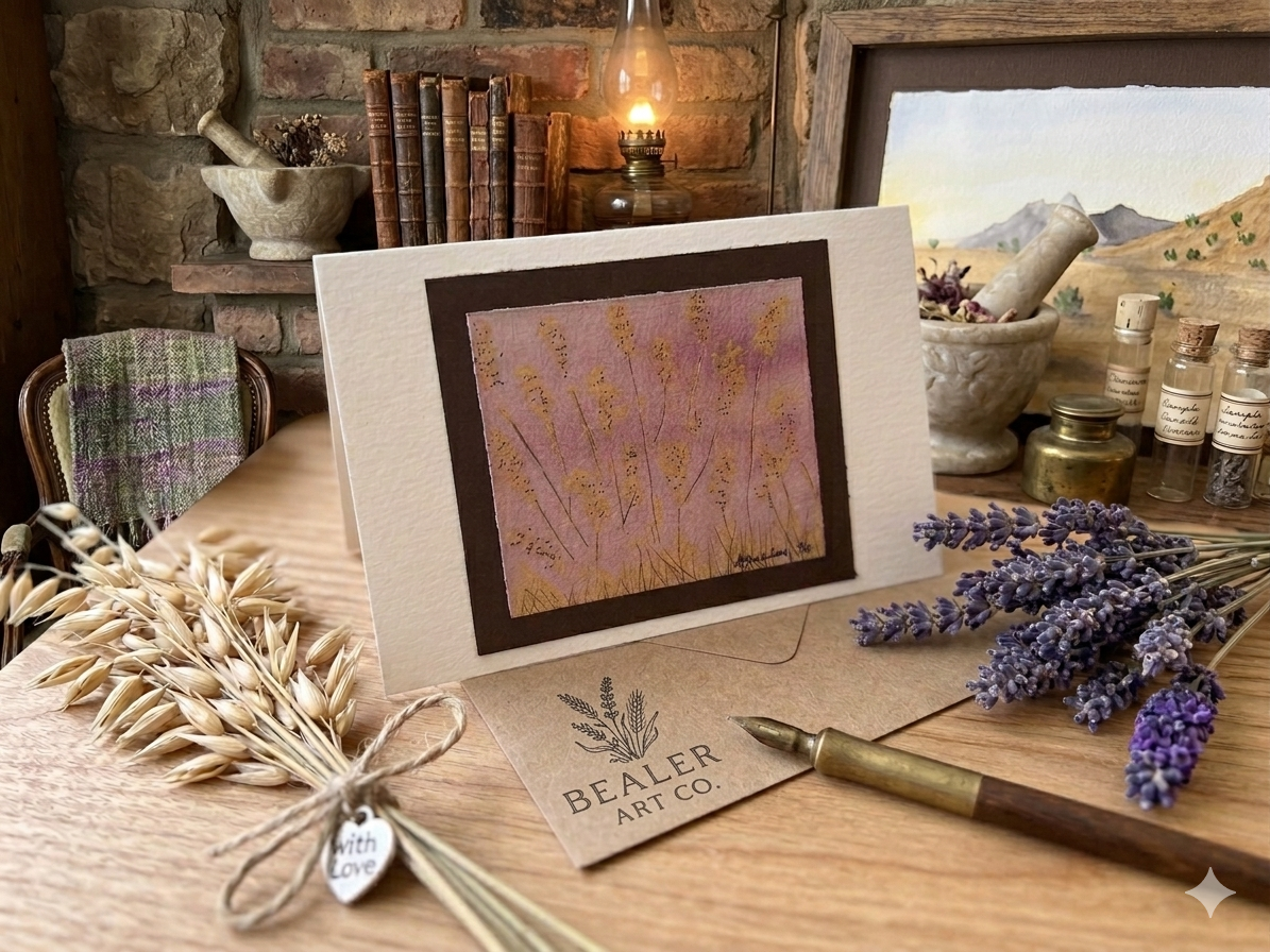 🌾 Original Mixed Media Meadow Greeting Card | Hand-Painted Art Note Card