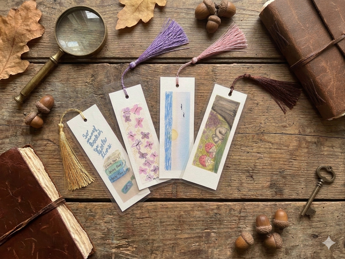 Original Hand-Painted Watercolor Bookmark with Tassel
