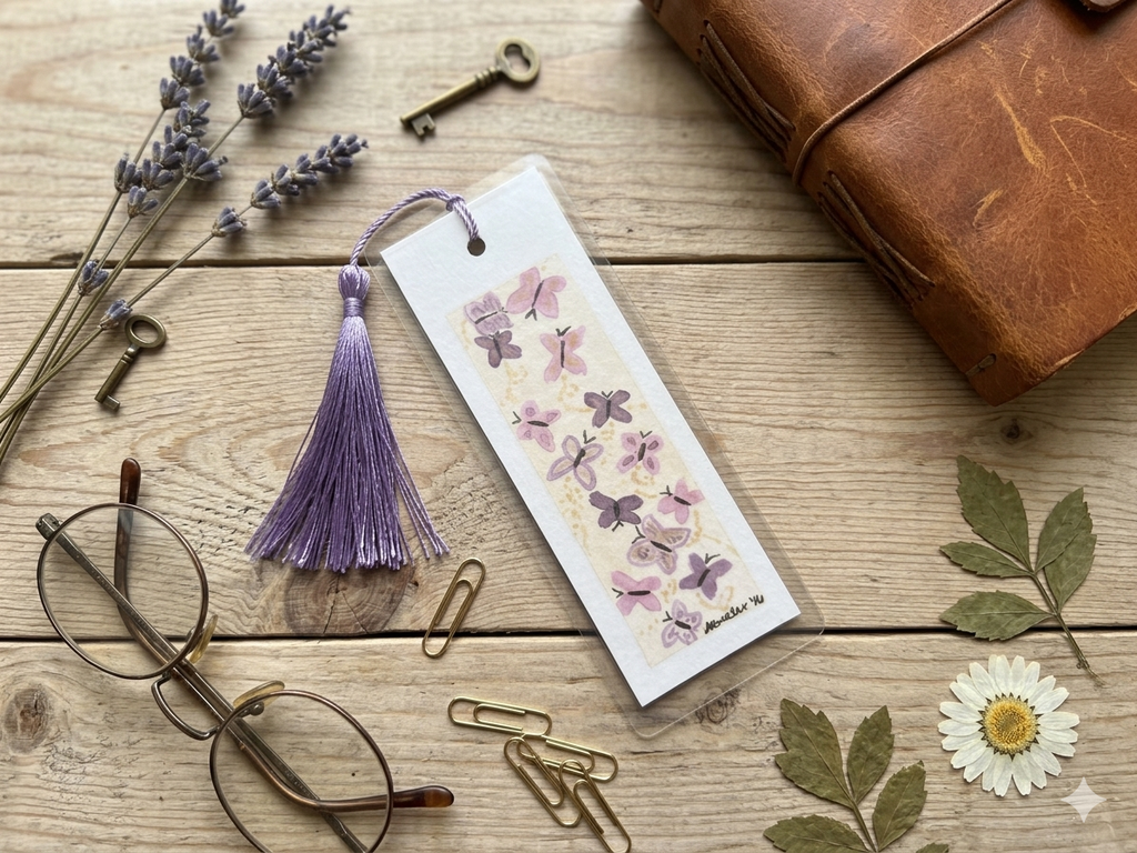 Original Hand-Painted Watercolor Bookmark with Tassel