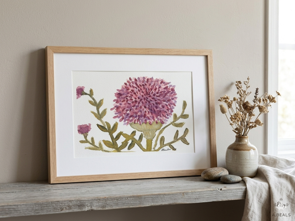 🌿 Original Thistle Watercolor Painting | Hand-Painted Art (5" x 7")