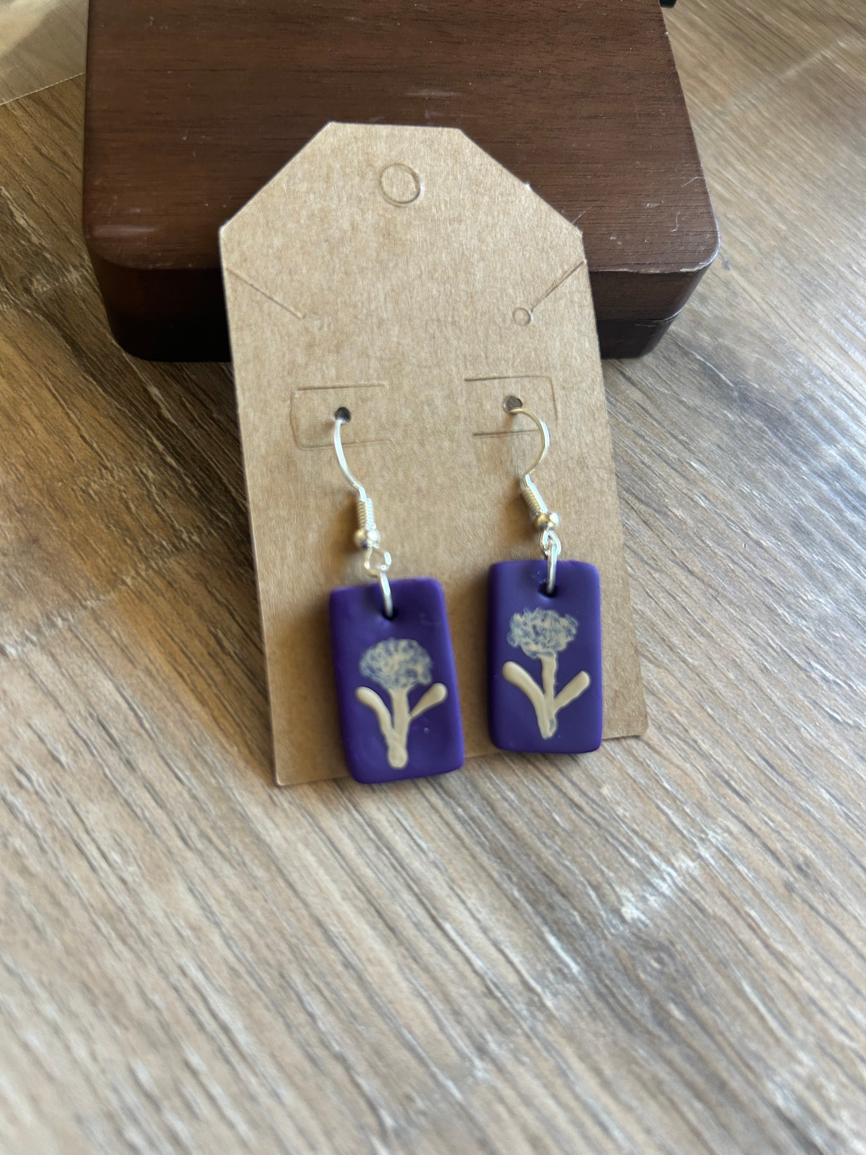 Handcrafted Polymer Clay Botanical Dangle Earrings