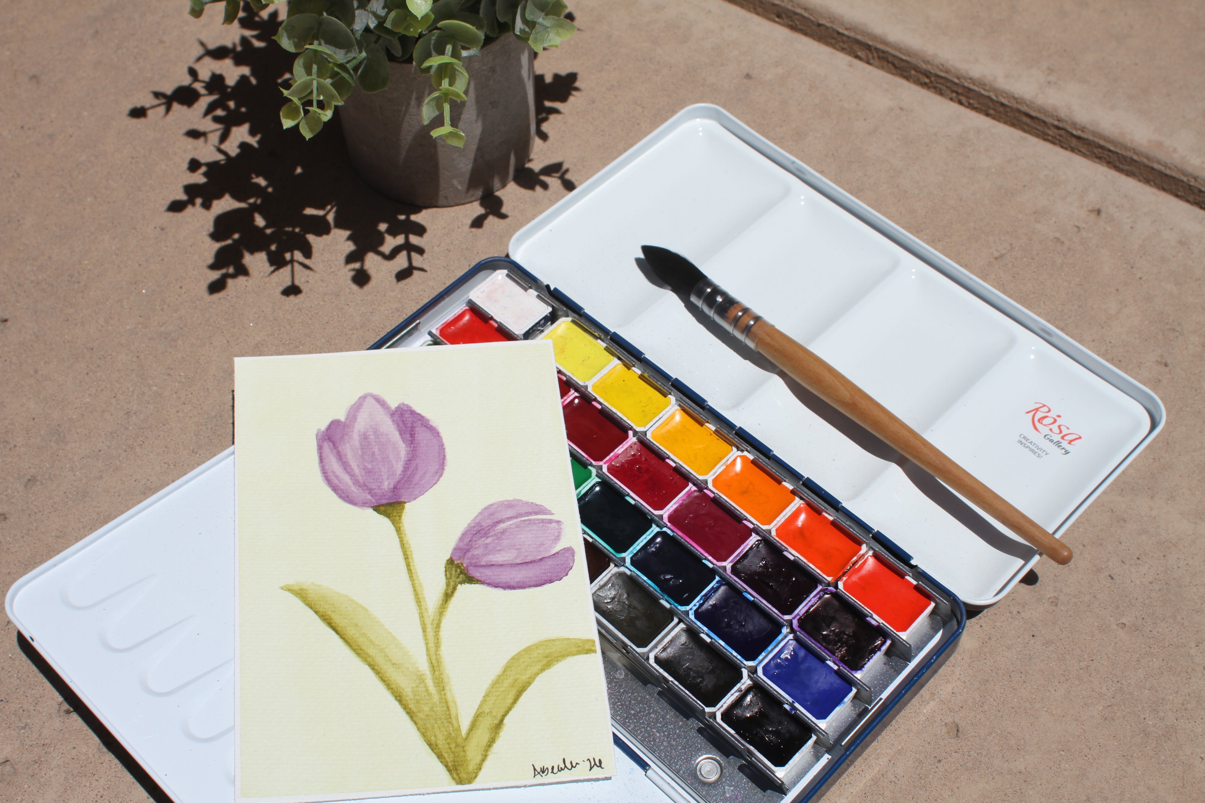 🌸 Original Purple Tulips Watercolor Painting – Hand-Painted Floral Art 🌸