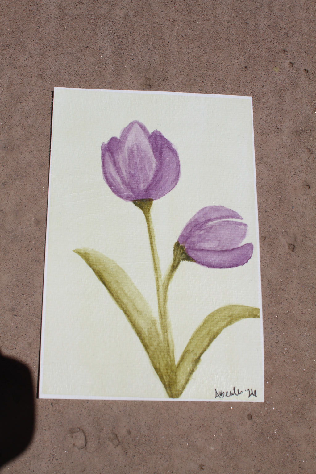 🌸 Original Purple Tulips Watercolor Painting – Hand-Painted Floral Art 🌸