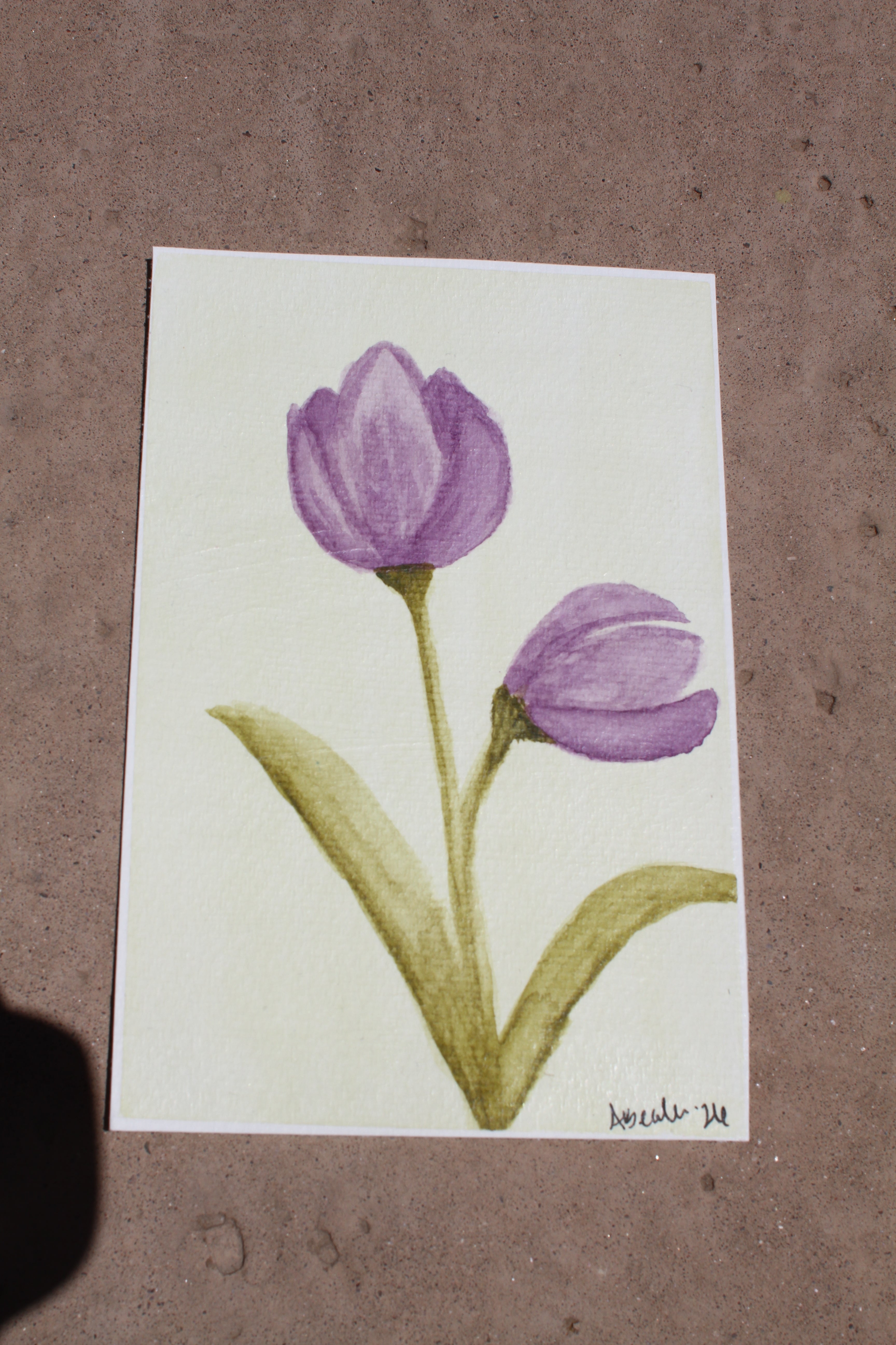 🌸 Original Purple Tulips Watercolor Painting – Hand-Painted Floral Art 🌸