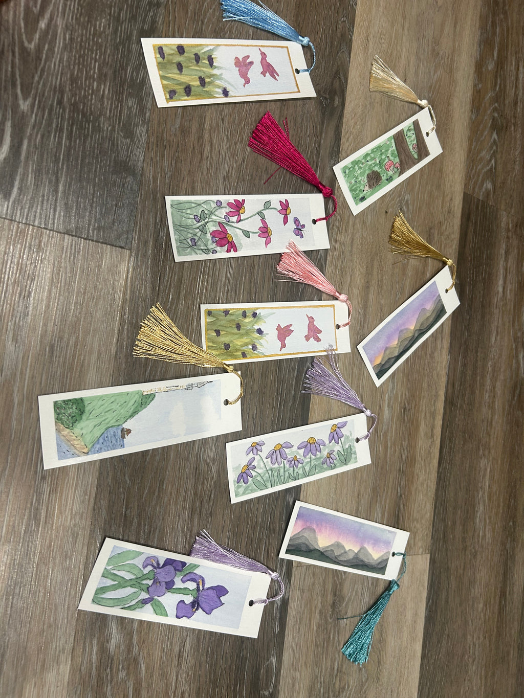 Hand-Painted Watercolour Lighthouse Bookmark with Gold Tassel