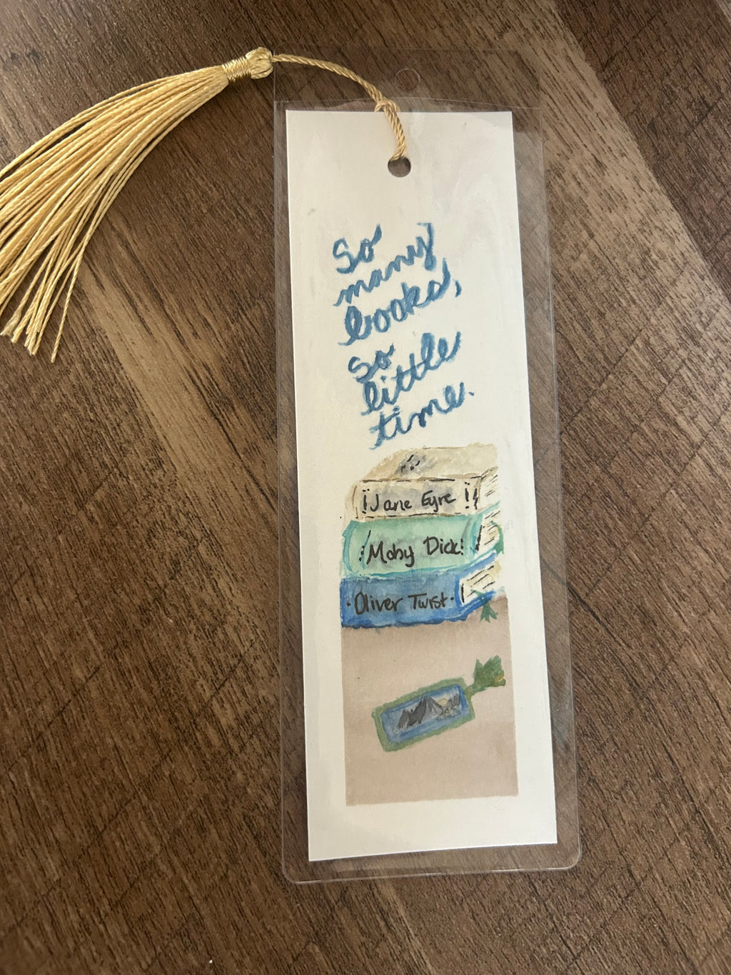 Original Hand-Painted Watercolor Bookmark with Tassel