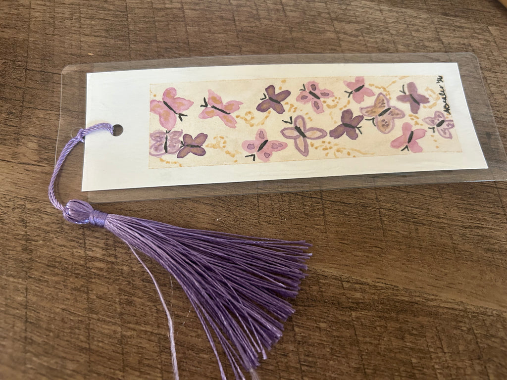Original Hand-Painted Watercolor Bookmark with Tassel