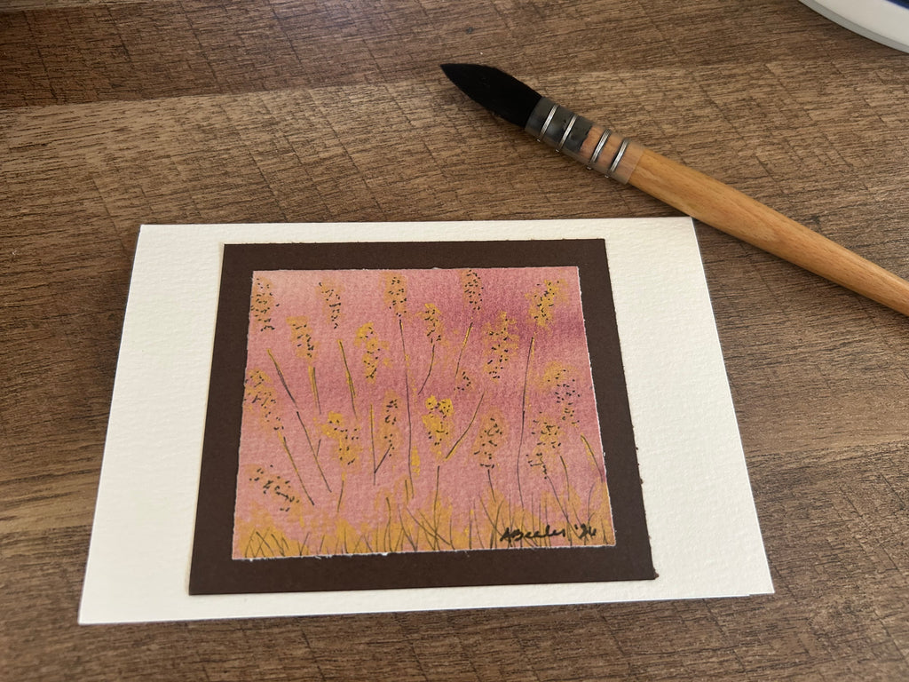 🌾 Original Mixed Media Meadow Greeting Card | Hand-Painted Art Note Card