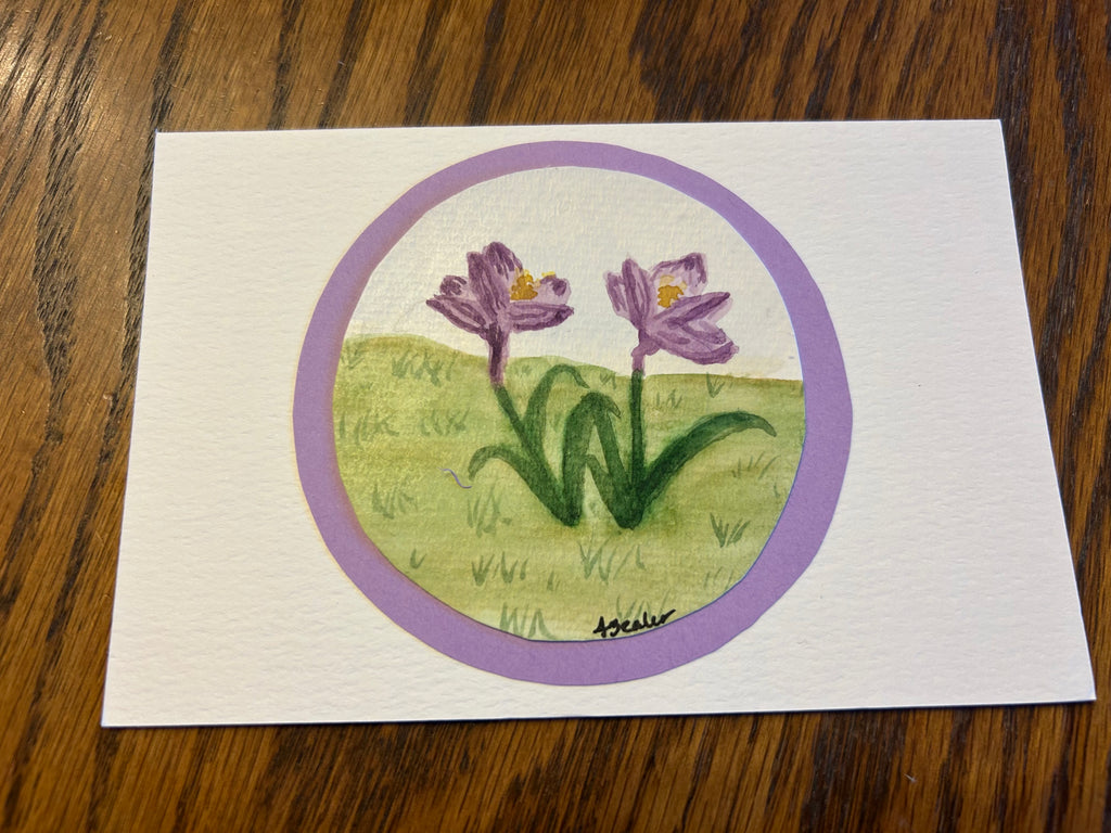 Unique Handmade Spring Card, Original Watercolor Crocus Flowers