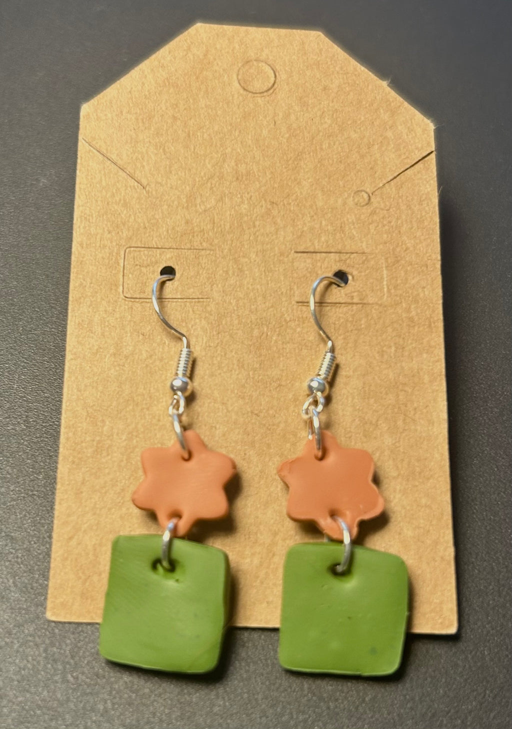 Elegant Earthy Blossom Dangle Earrings – Handmade Polymer Clay Jewelry