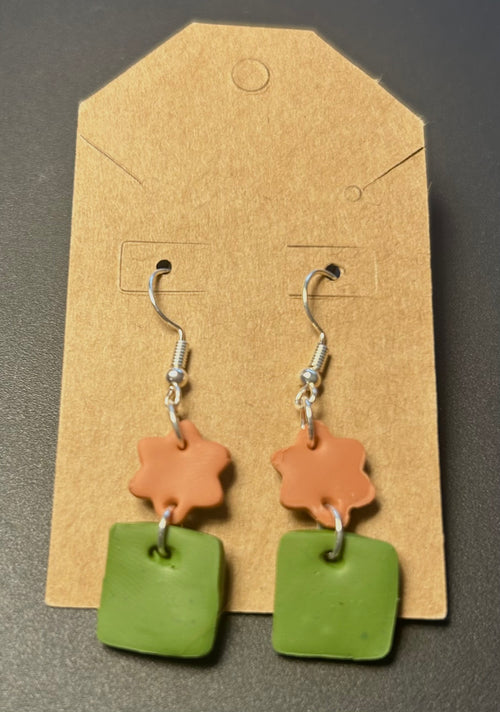Elegant Earthy Blossom Dangle Earrings – Handmade Polymer Clay Jewelry