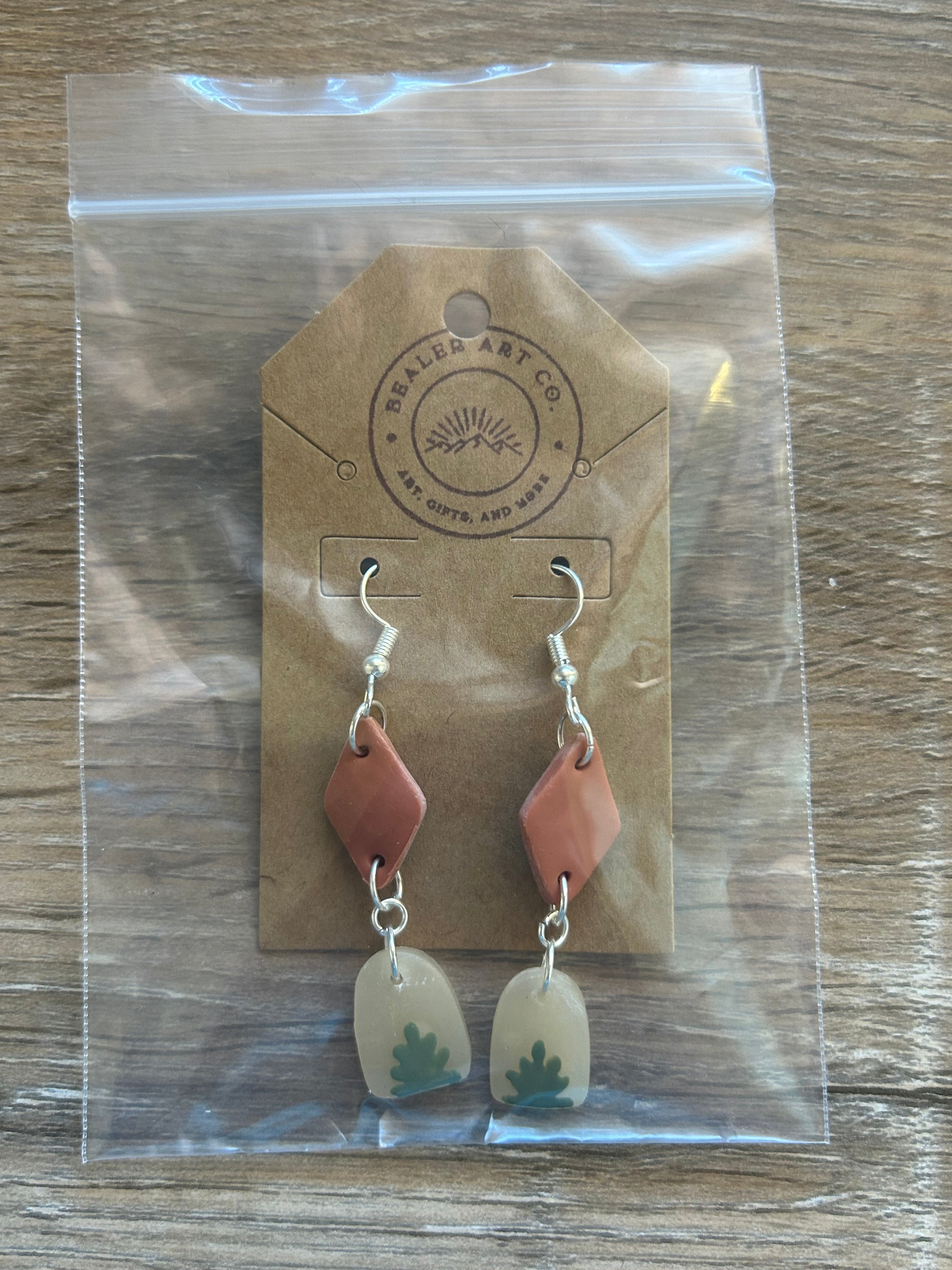 Handcrafted Polymer Clay Agave Dangle Earrings