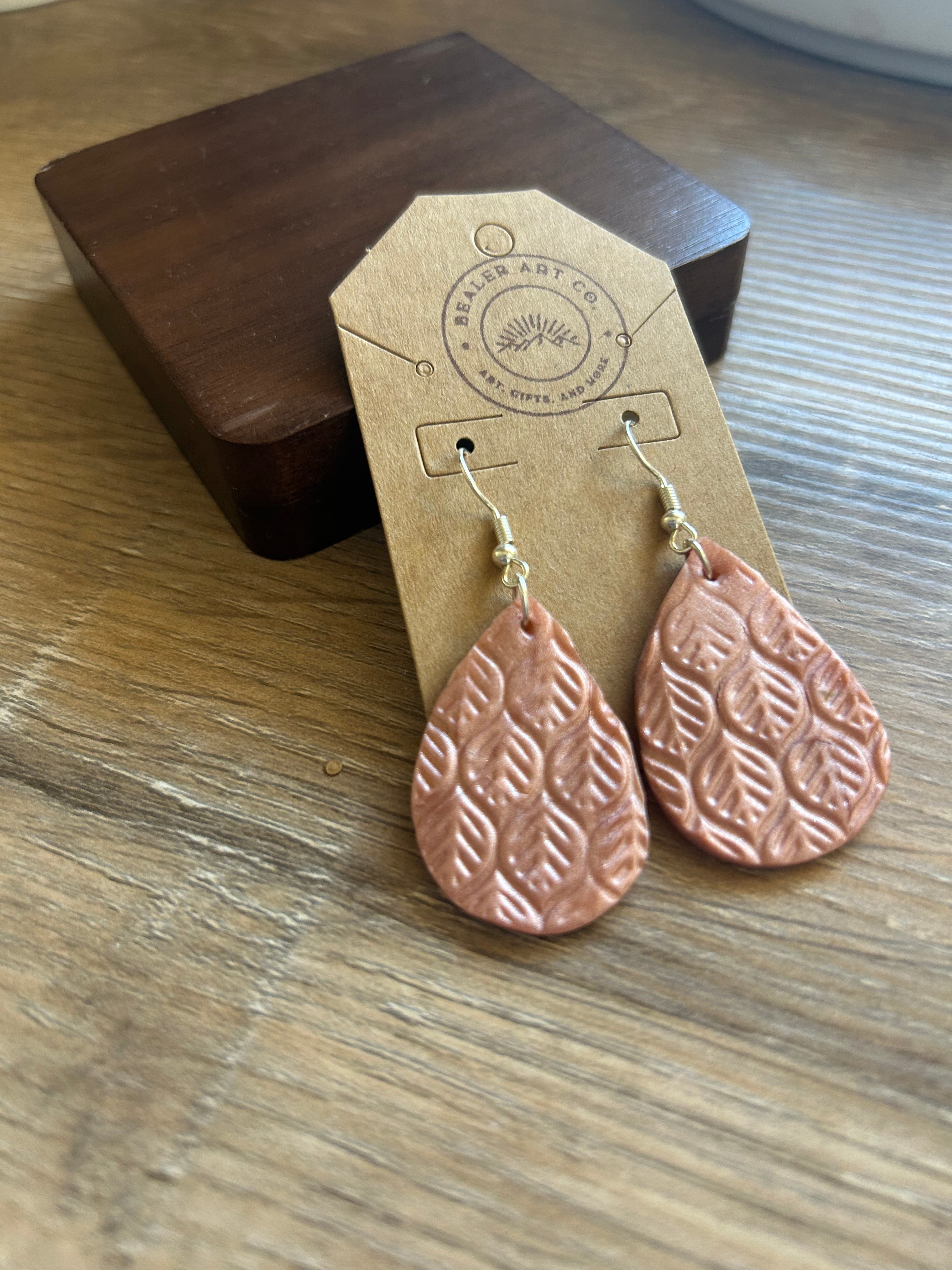 Rose Pink Botanical Teardrop Dangle Earrings