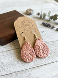 Rose Pink Botanical Teardrop Dangle Earrings