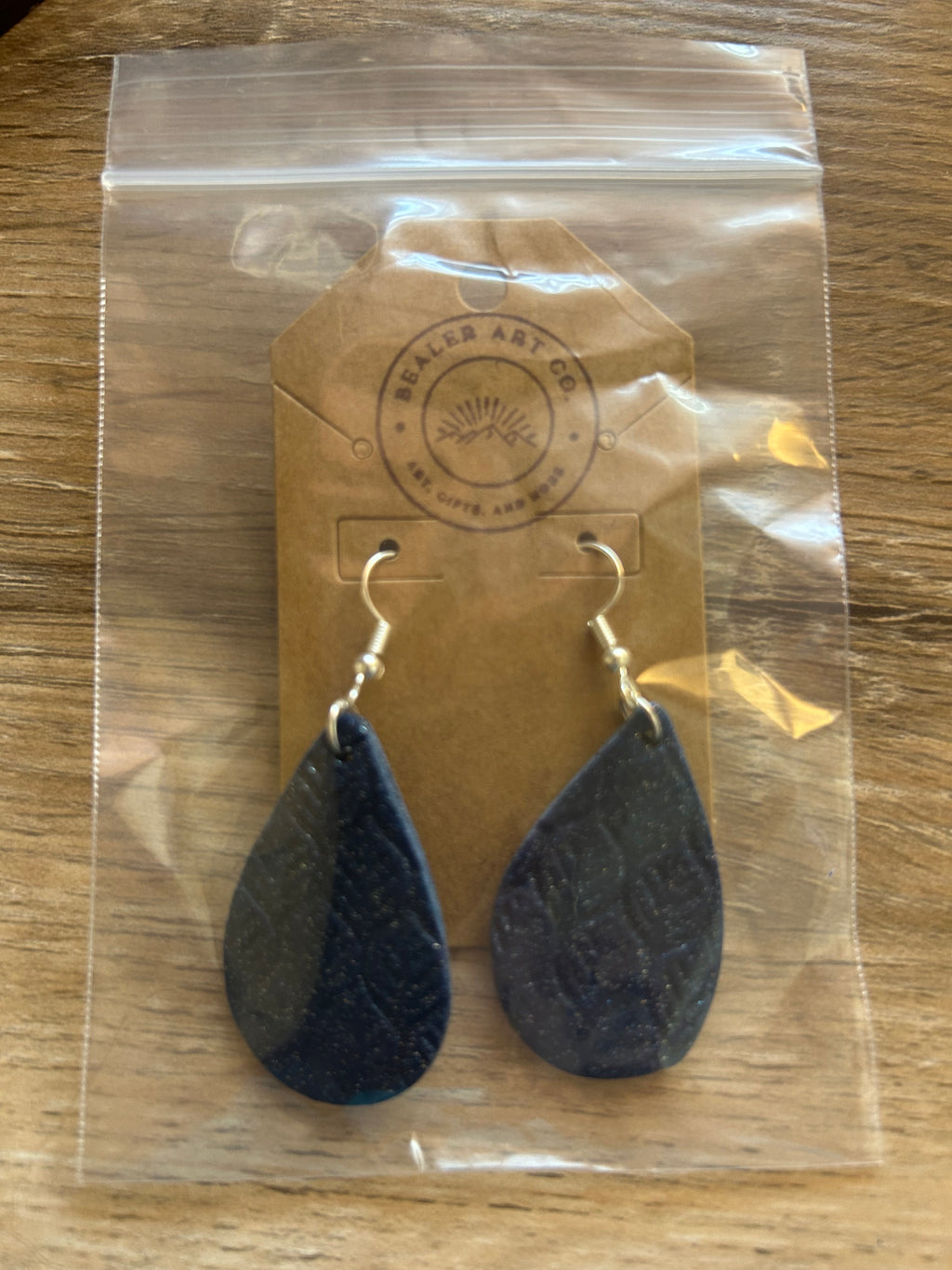 Elegant Textured Blue Polymer Clay Earrings | Nickel-Free Silver