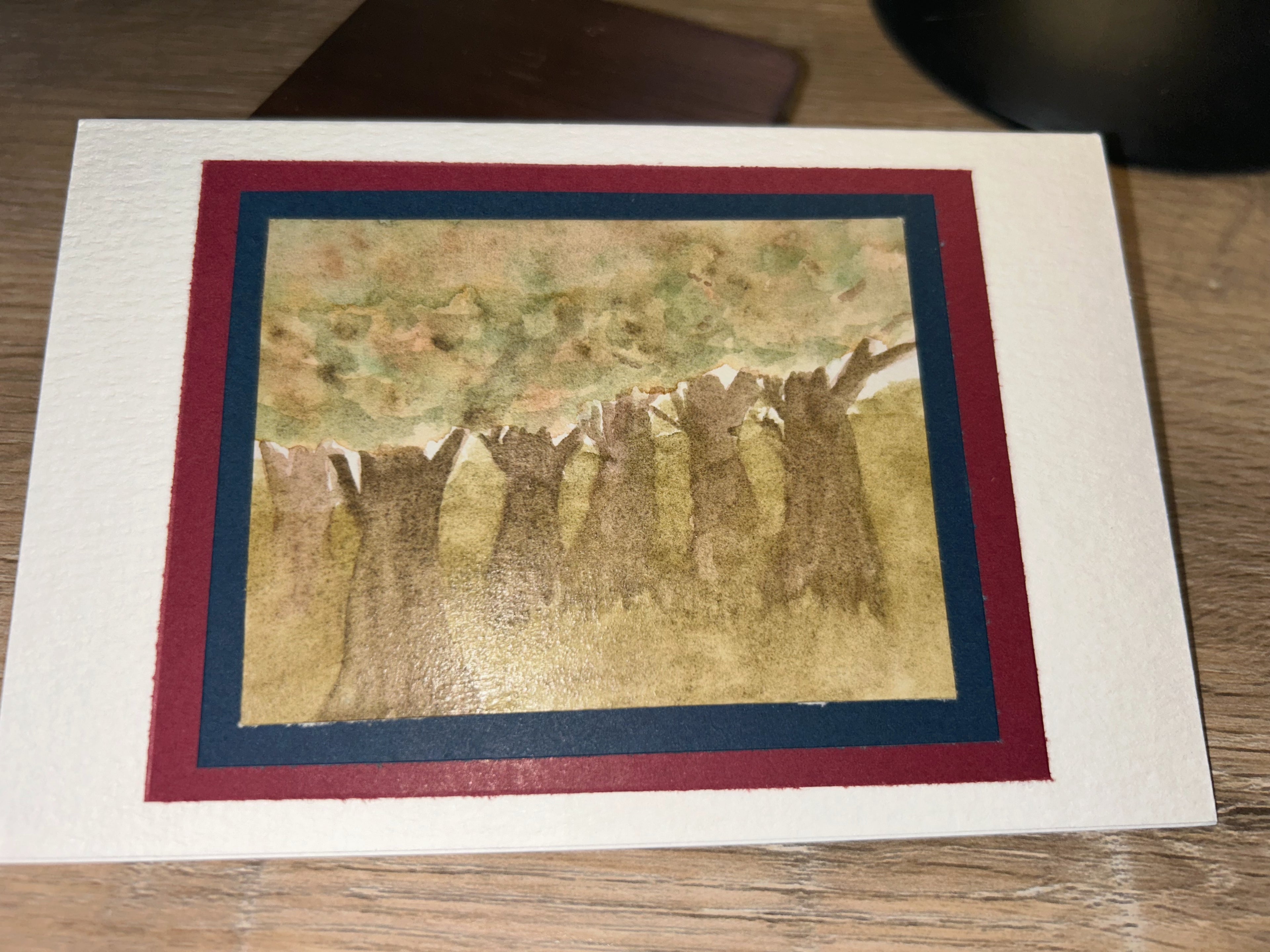 Handmade Fall Forest Watercolor Greeting Card