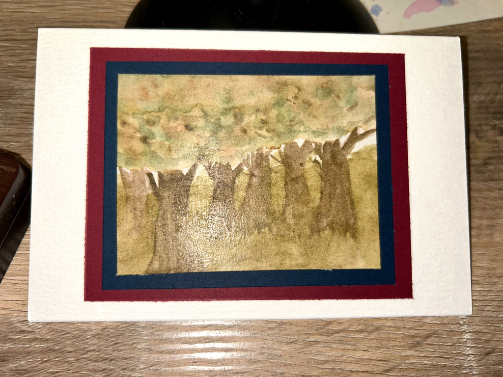 Handmade Fall Forest Watercolor Greeting Card