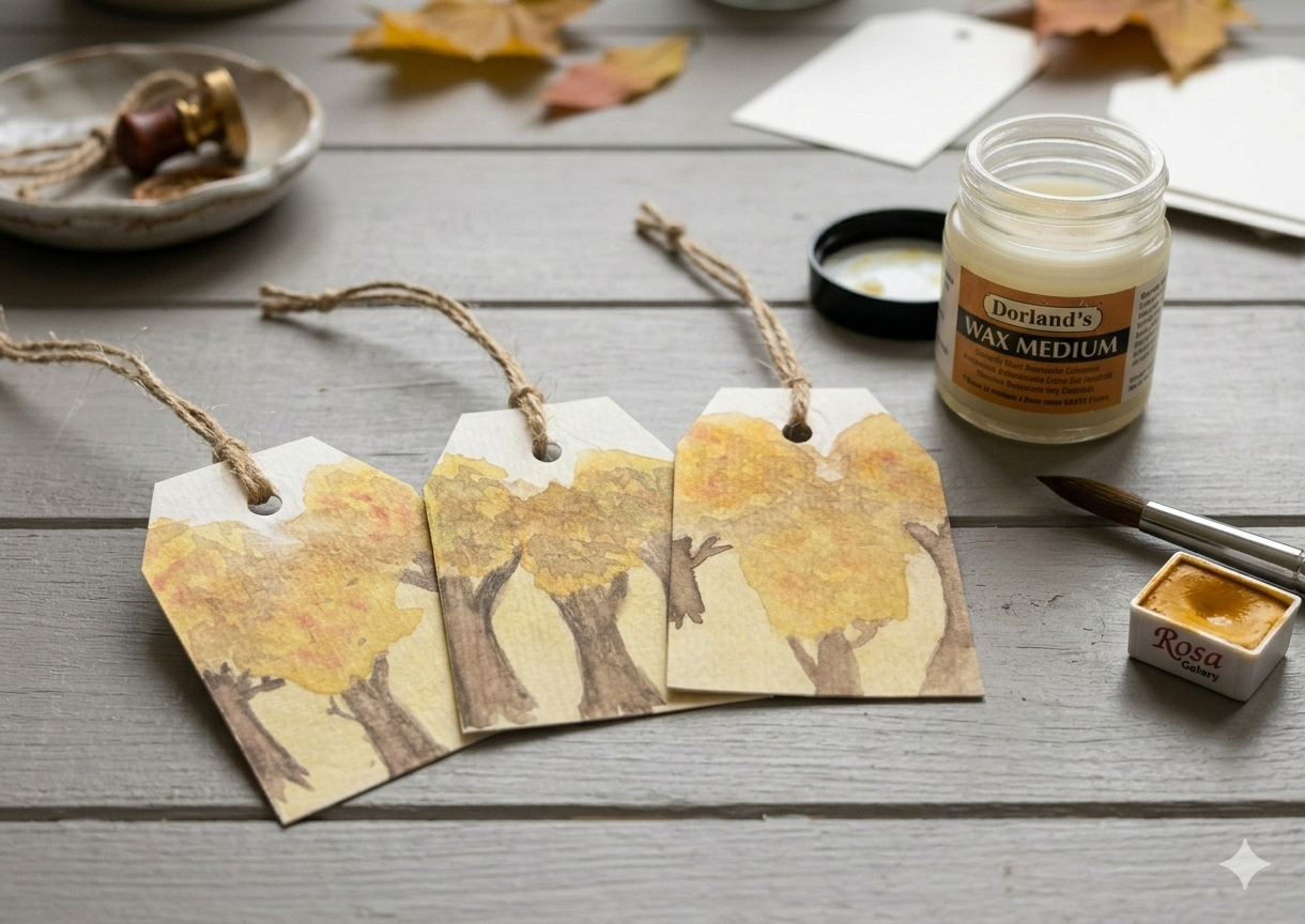 Beautiful Hand-Painted Watercolor Autumn Tree Gift Tags – Set of 3