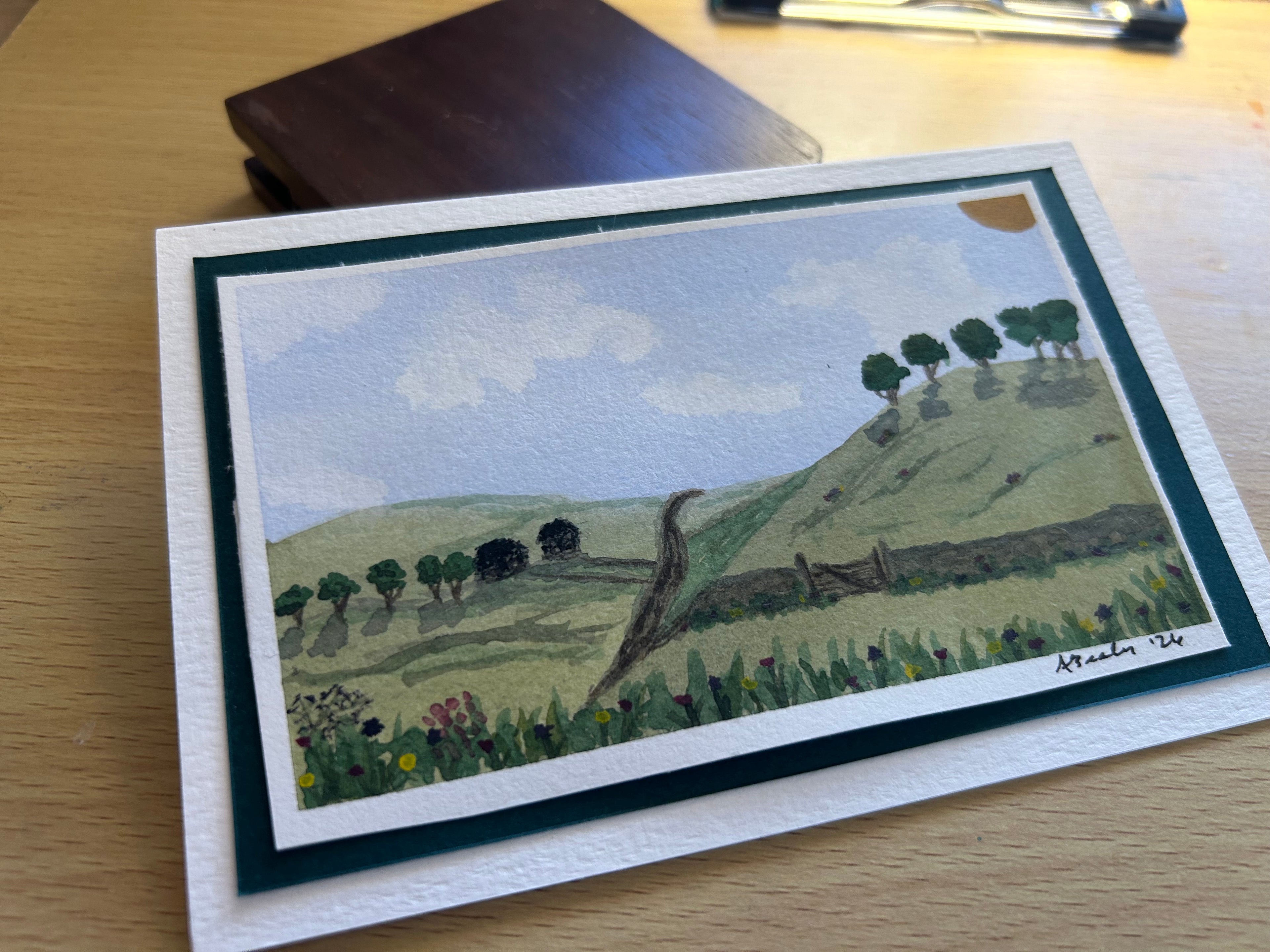 Hand-Painted Countryside Landscape Greeting Card (4x6")