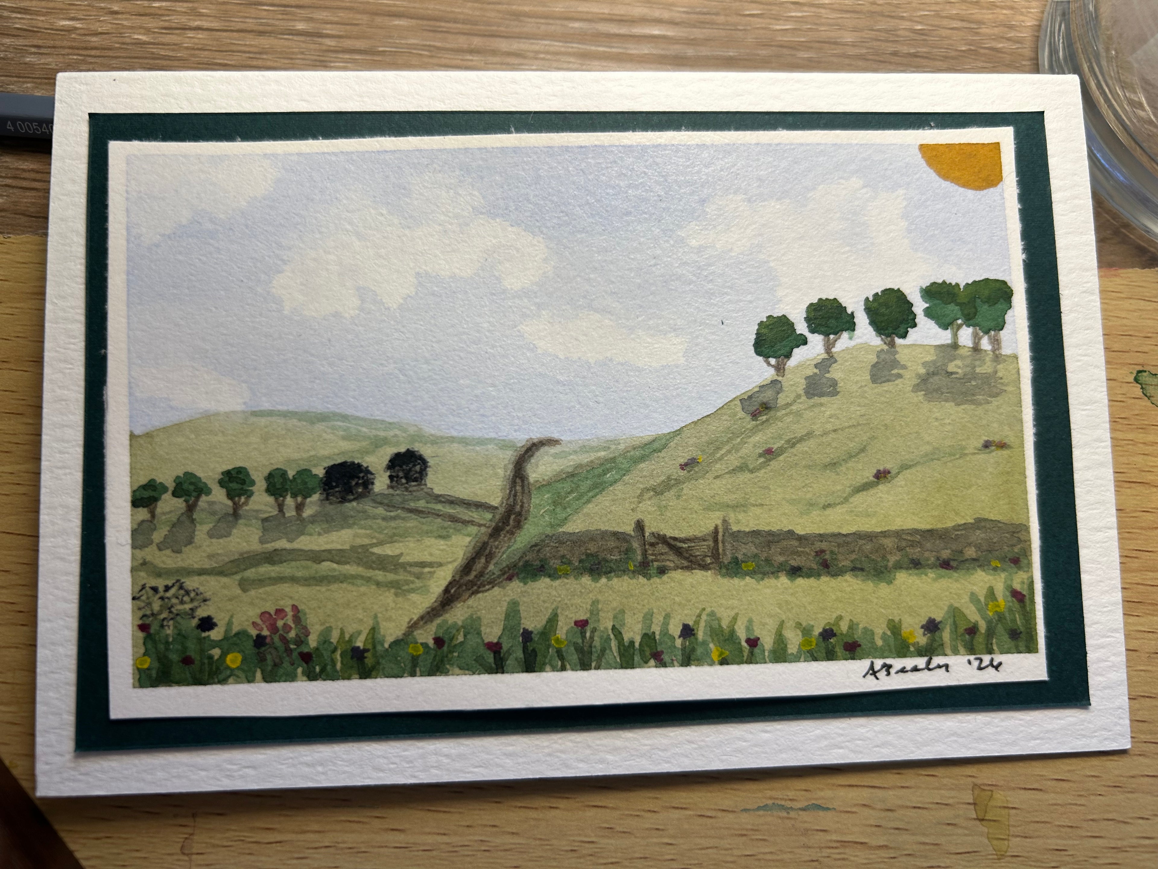 Hand-Painted Countryside Landscape Greeting Card (4x6")