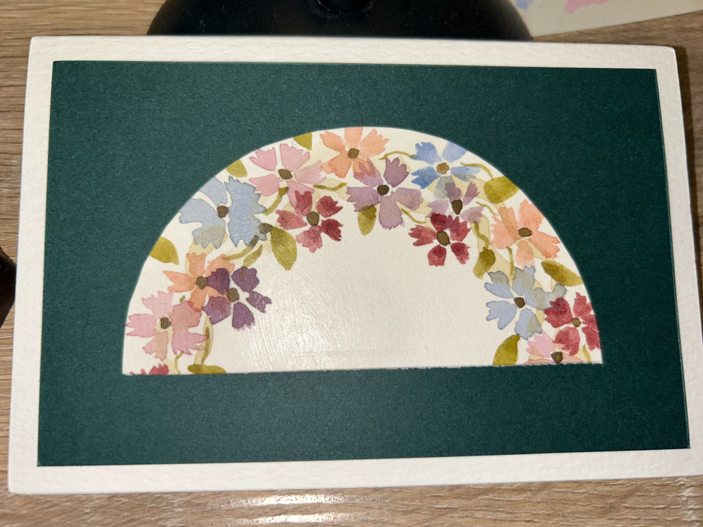 Handmade Forest Green Floral Arch Watercolor Greeting Card