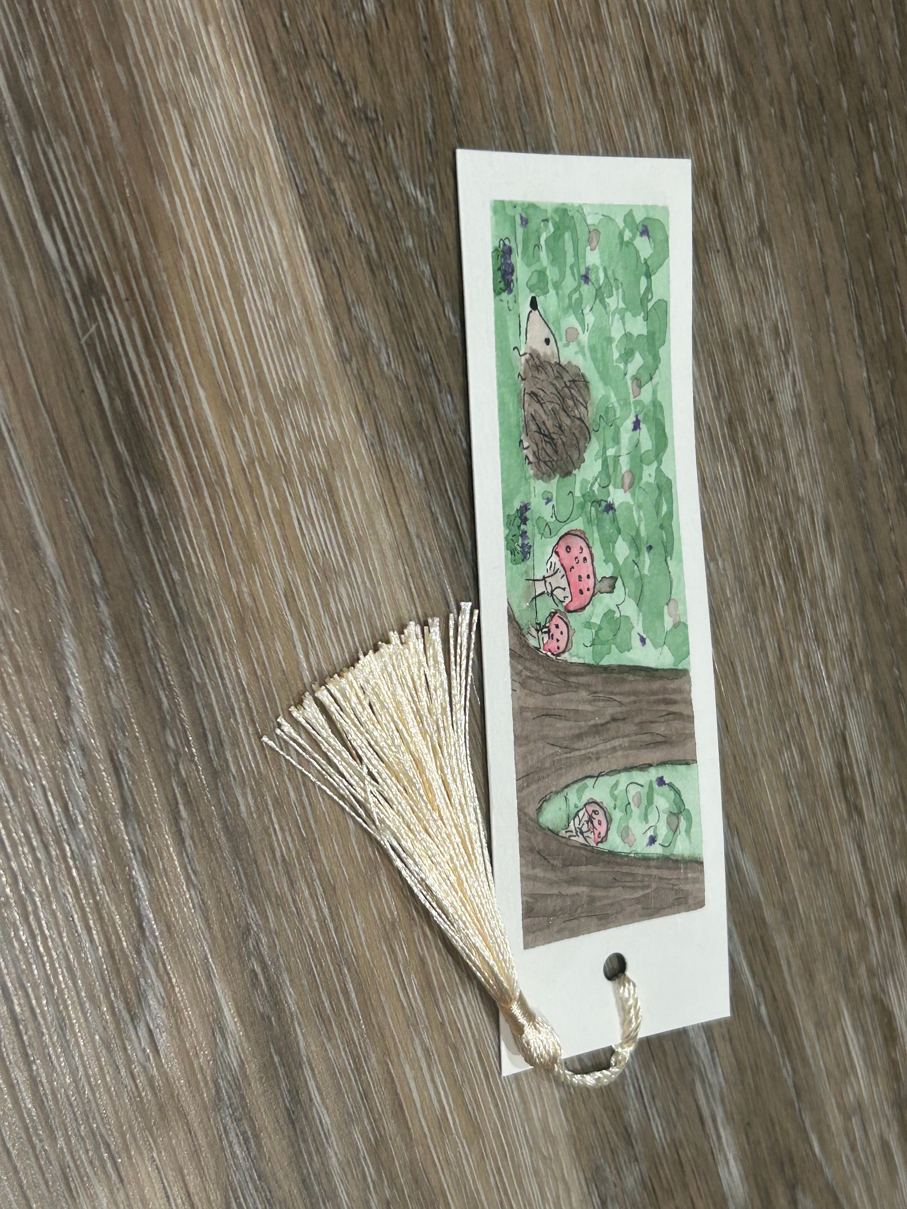 Hedgehog & Forest Watercolor Bookmark