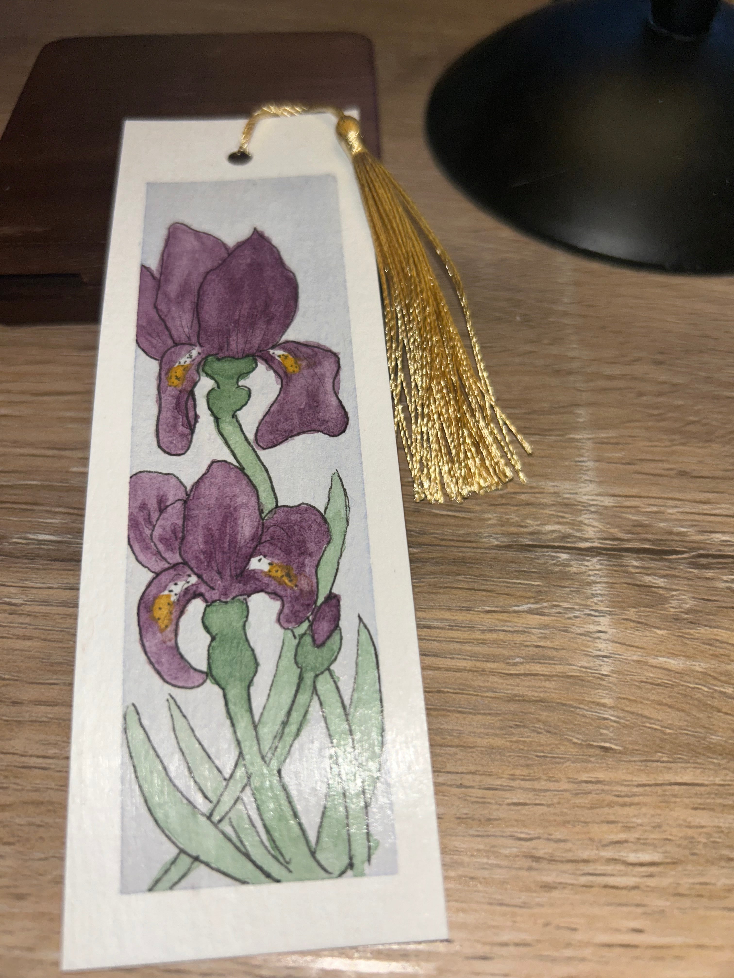Handpainted Botanical Iris Watercolor Bookmark