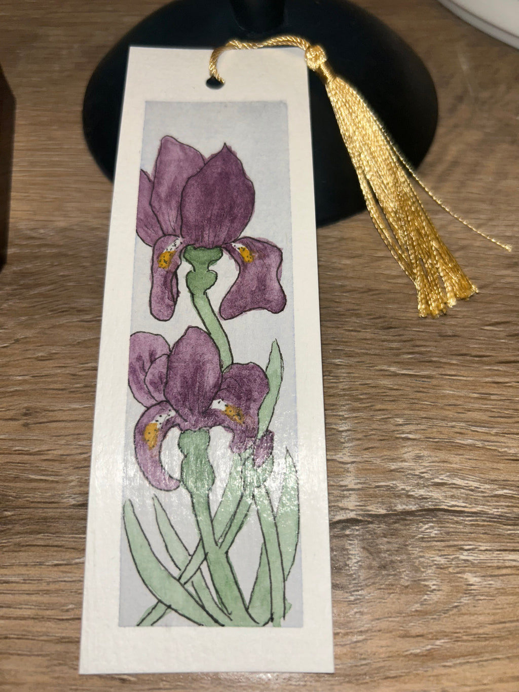 Handpainted Botanical Iris Watercolor Bookmark