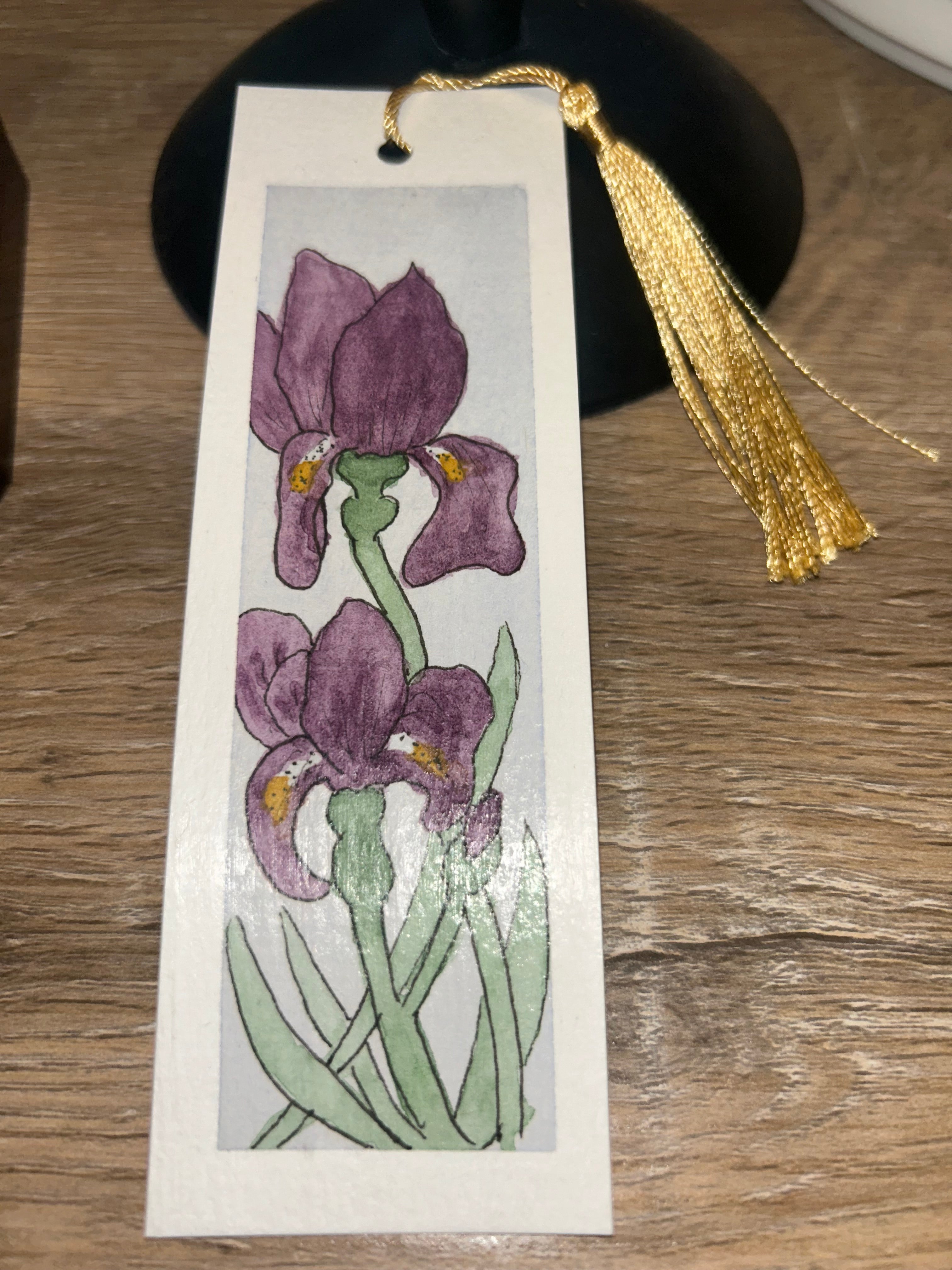 Handpainted Botanical Iris Watercolor Bookmark