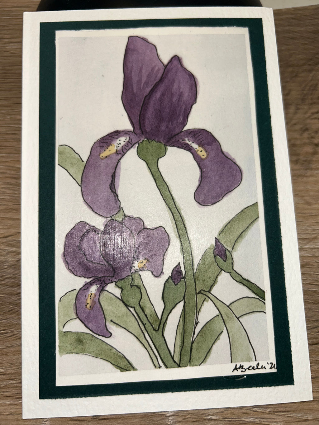 Hand-Painted Iris Watercolor Card | Blank Greeting Card