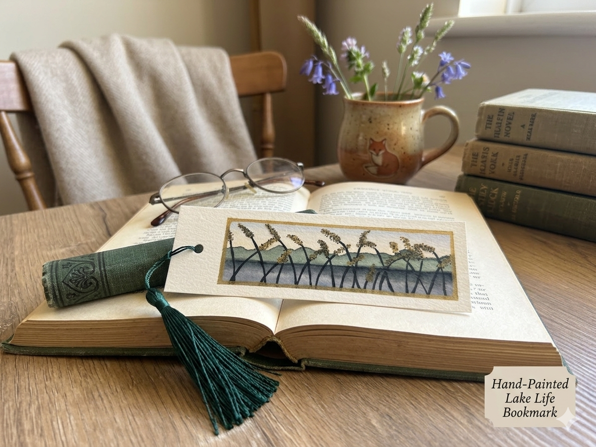 Hand-Painted Lake Life Watercolor Bookmark