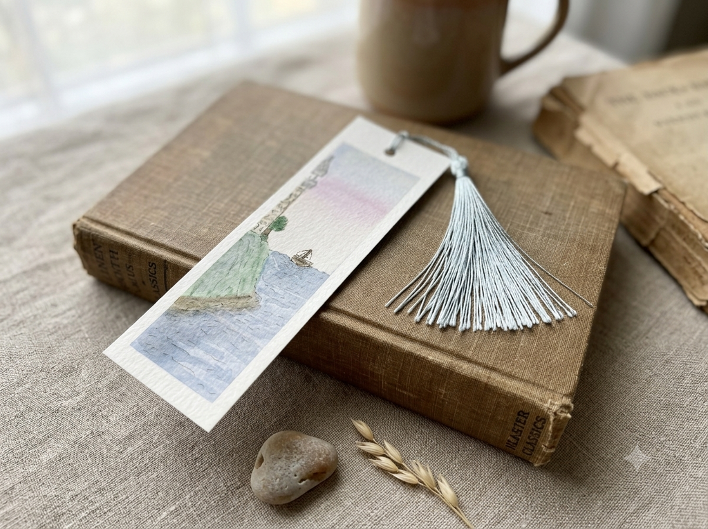 Original Watercolor Lighthouse & Sailboat Bookmark