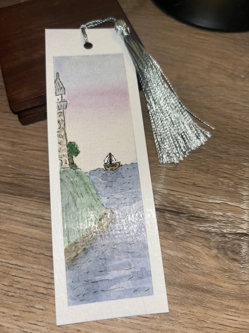 Original Watercolor Lighthouse & Sailboat Bookmark