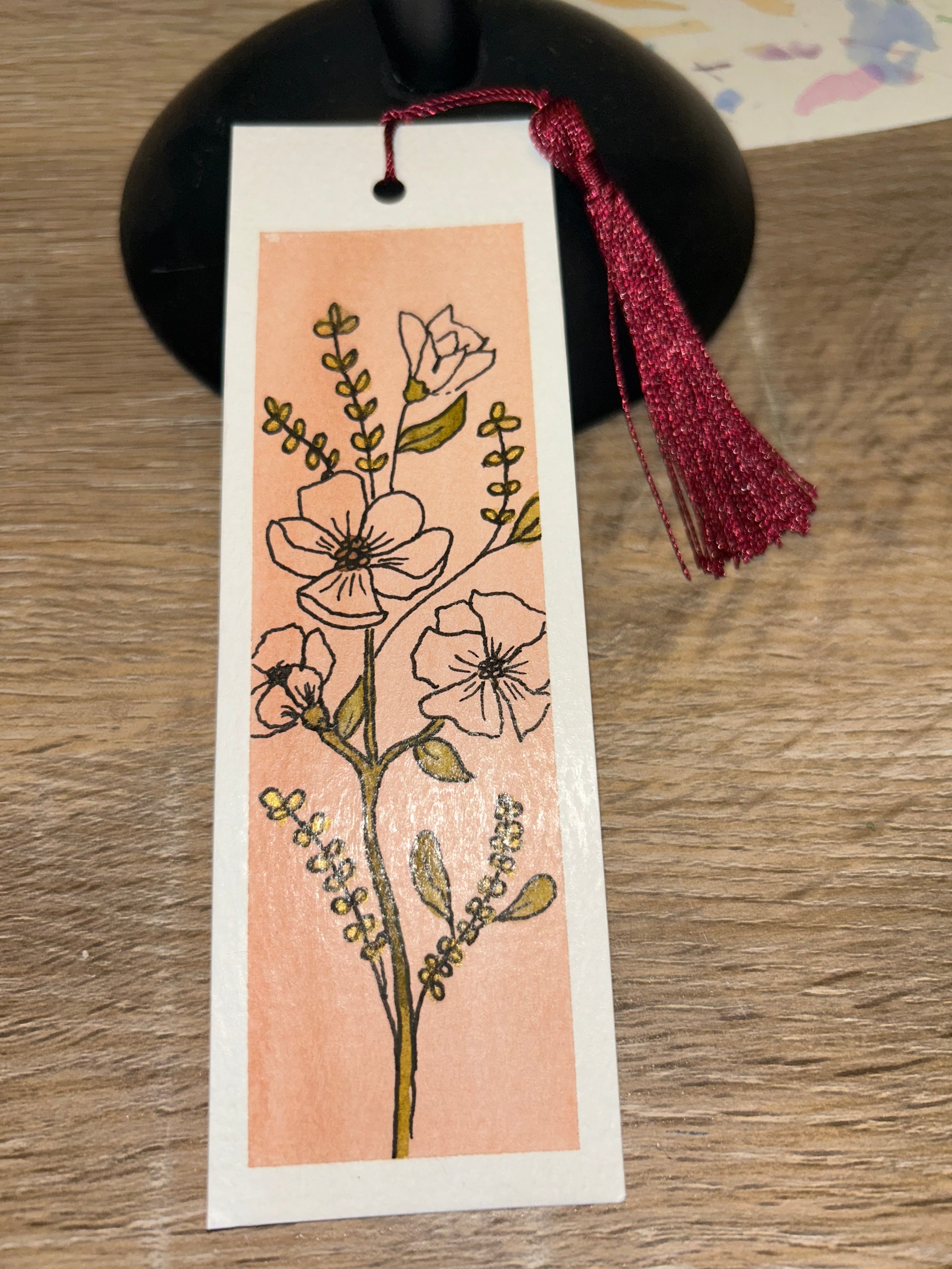 Hand-Painted Floral Bookmark | Original Line & Wash Watercolor Artwork