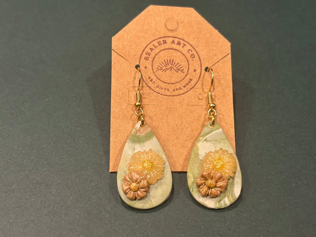 Handmade Polymer Clay Floral Teardrop Earrings