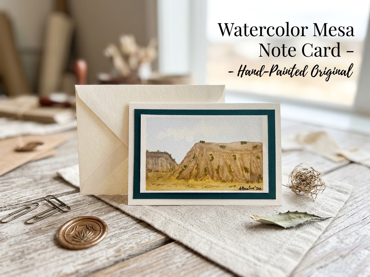 Original Watercolor Mesa Note Card – Hand-Painted 4x6 Blank Greeting Card