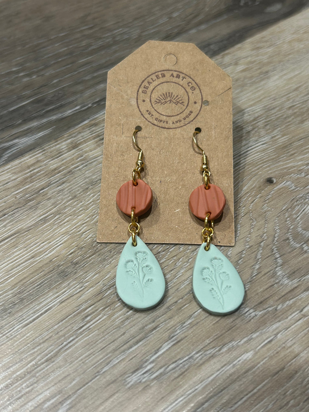 Bohemian Mint and Terracotta Clay Earrings