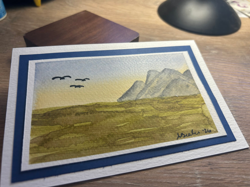 Mountain Solitude: Original Hand-Painted Watercolor Landscape Card