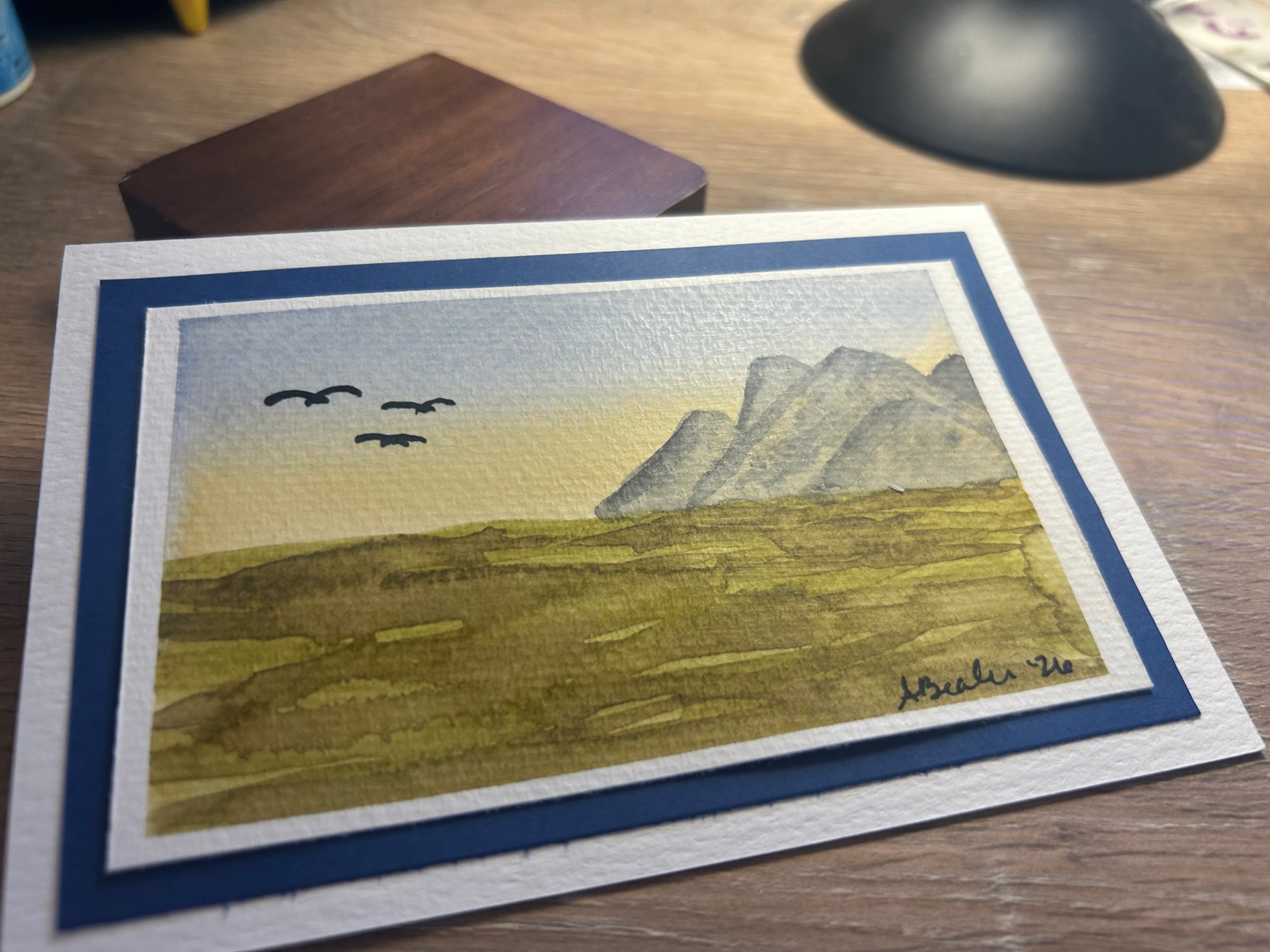 Mountain Solitude: Original Hand-Painted Watercolor Landscape Card