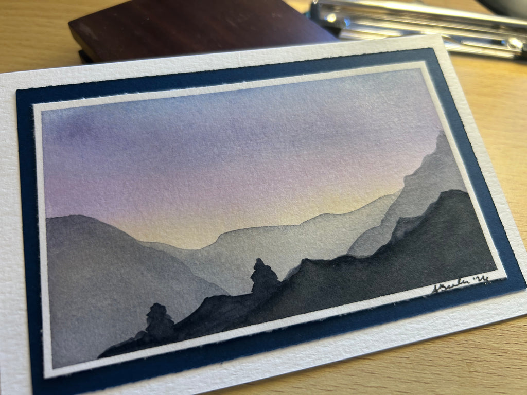 Hand-Painted Mountain Sunset Greeting Card (4x6")