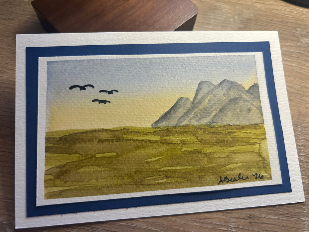 Mountain Solitude: Original Hand-Painted Watercolor Landscape Card