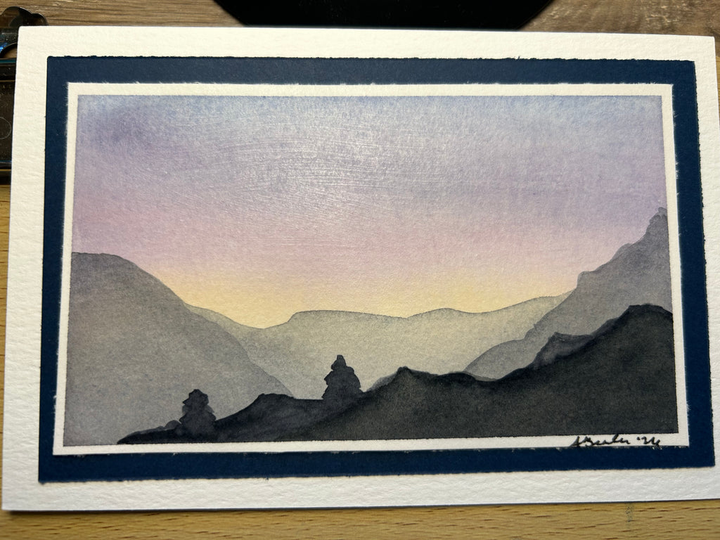 Hand-Painted Mountain Sunset Greeting Card (4x6")