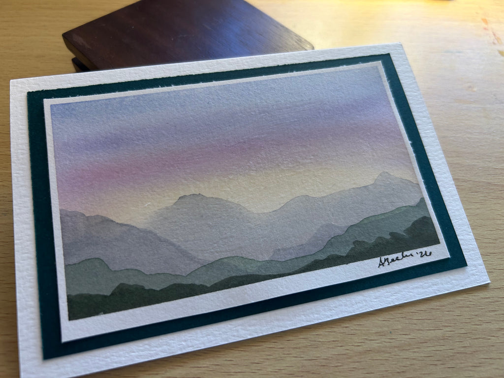 Hand-Painted Mountain Landscape Greeting Card (4x6")