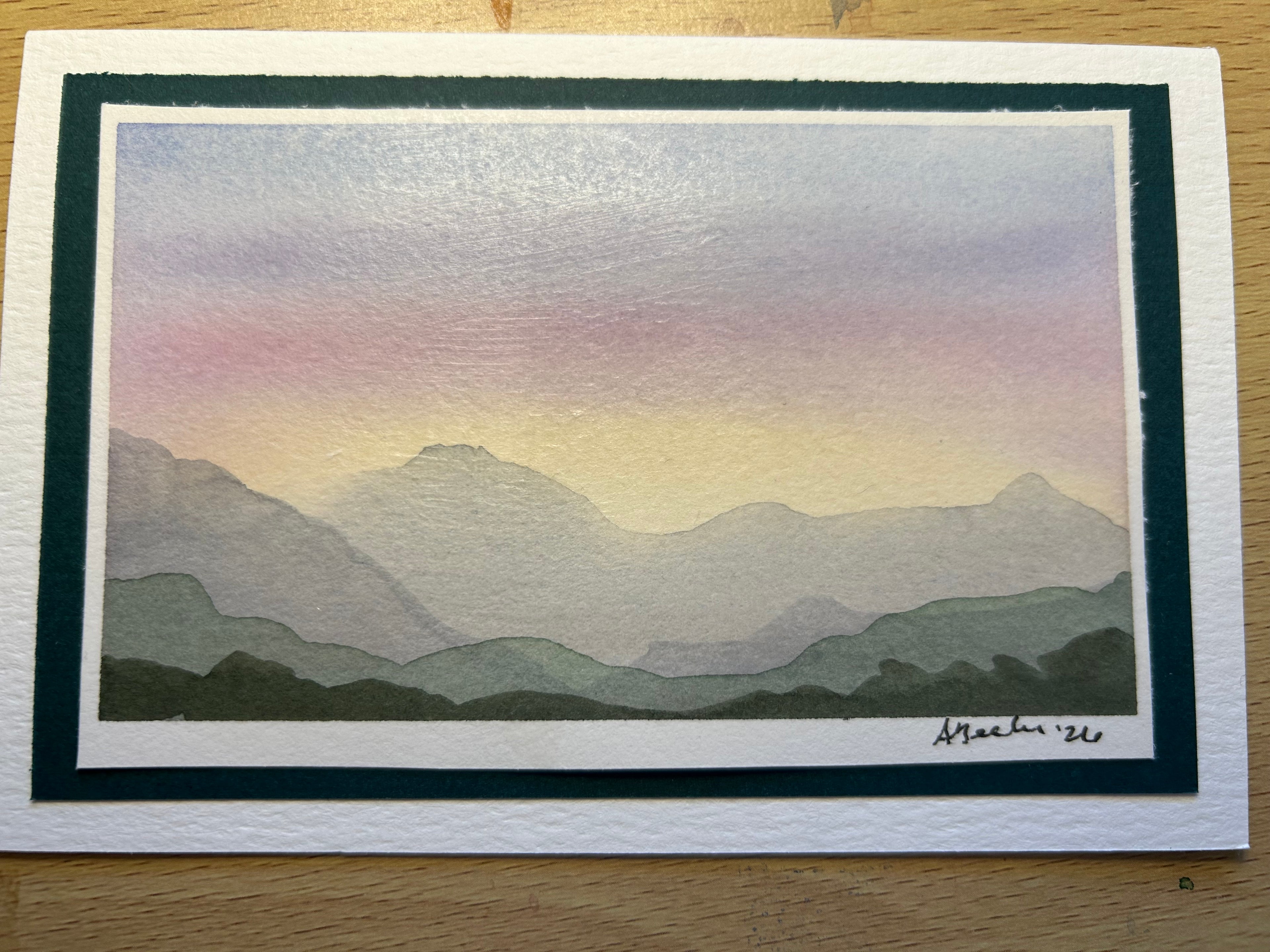 Hand-Painted Mountain Landscape Greeting Card (4x6")