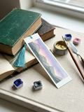 Hand-Painted Watercolor Mountain Bookmark with Teal Tassel